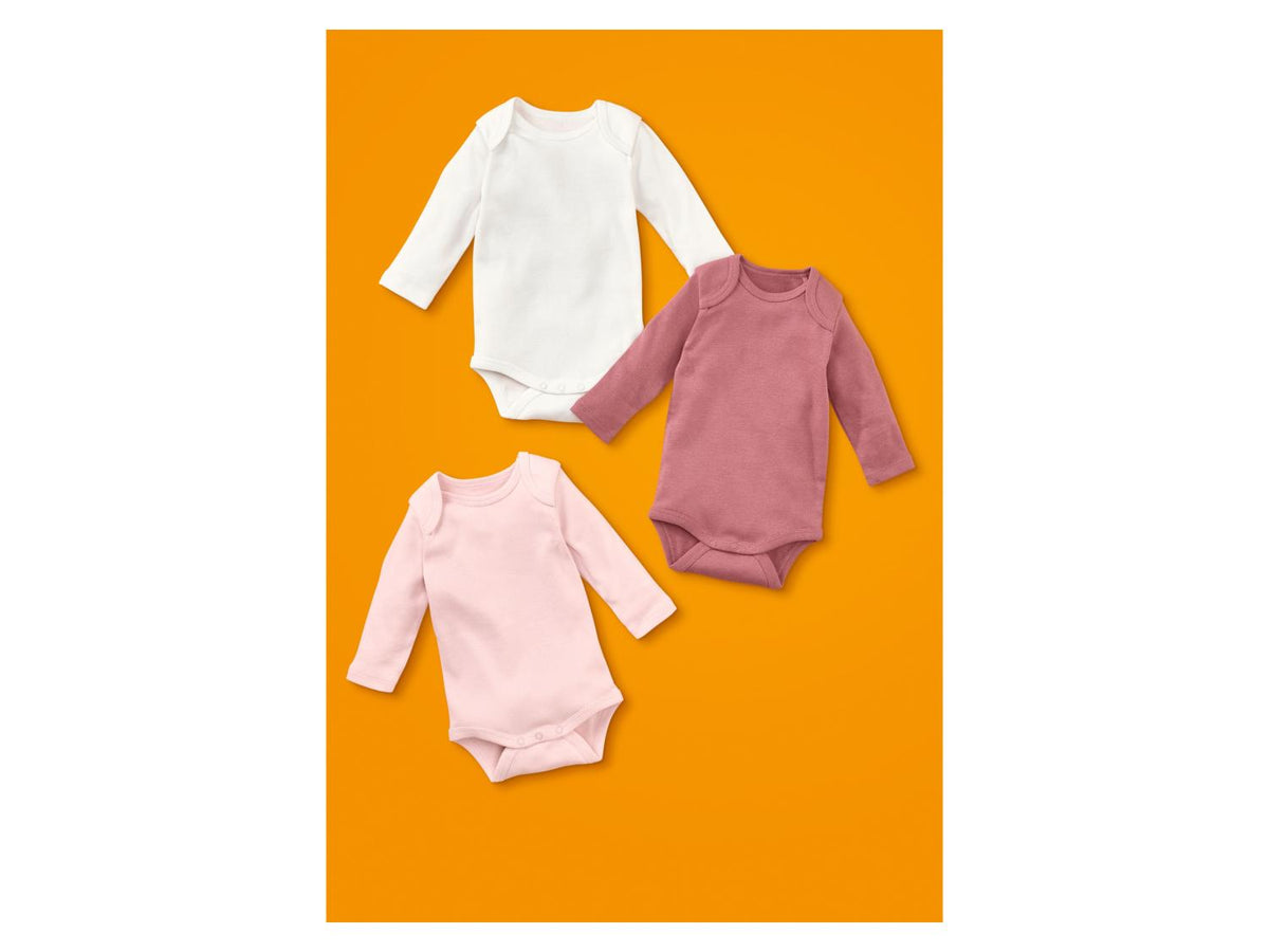 LUPILU Baby Girls’ Longsleeved Bodysuits, 3 pcs