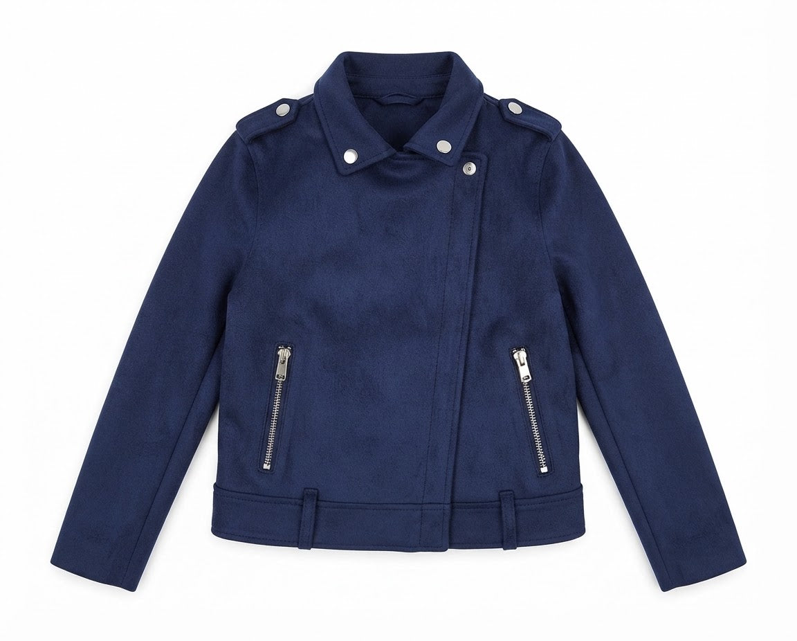 Girl’s Faux-Suede Biker Jacket
