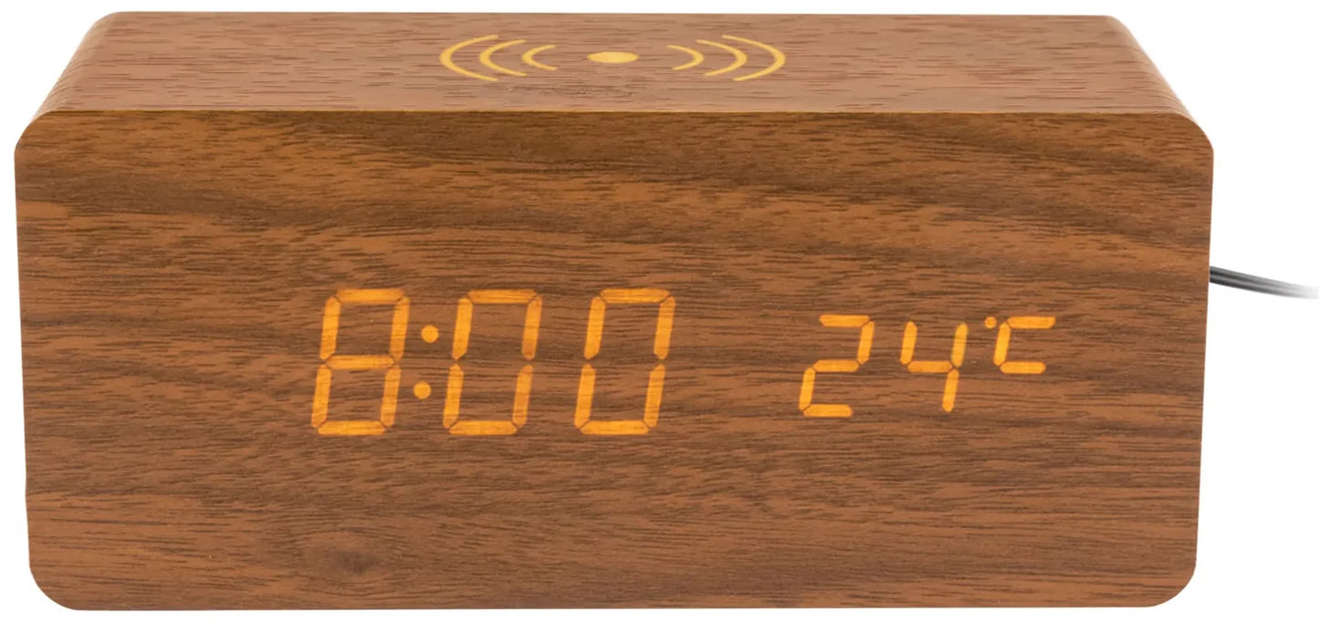 AURIOL® Digital Wooden Alarm Clock with Qi® Charger