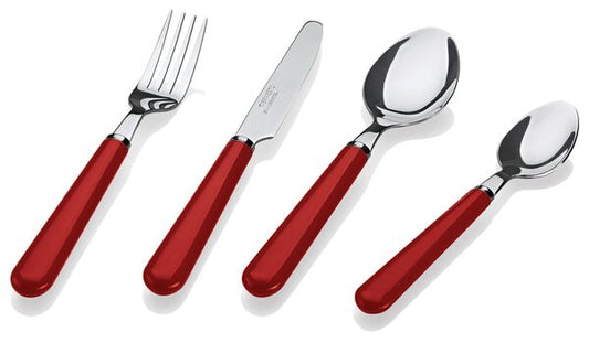 Stainless Steel Cutlery Set, 24-piece (Red)