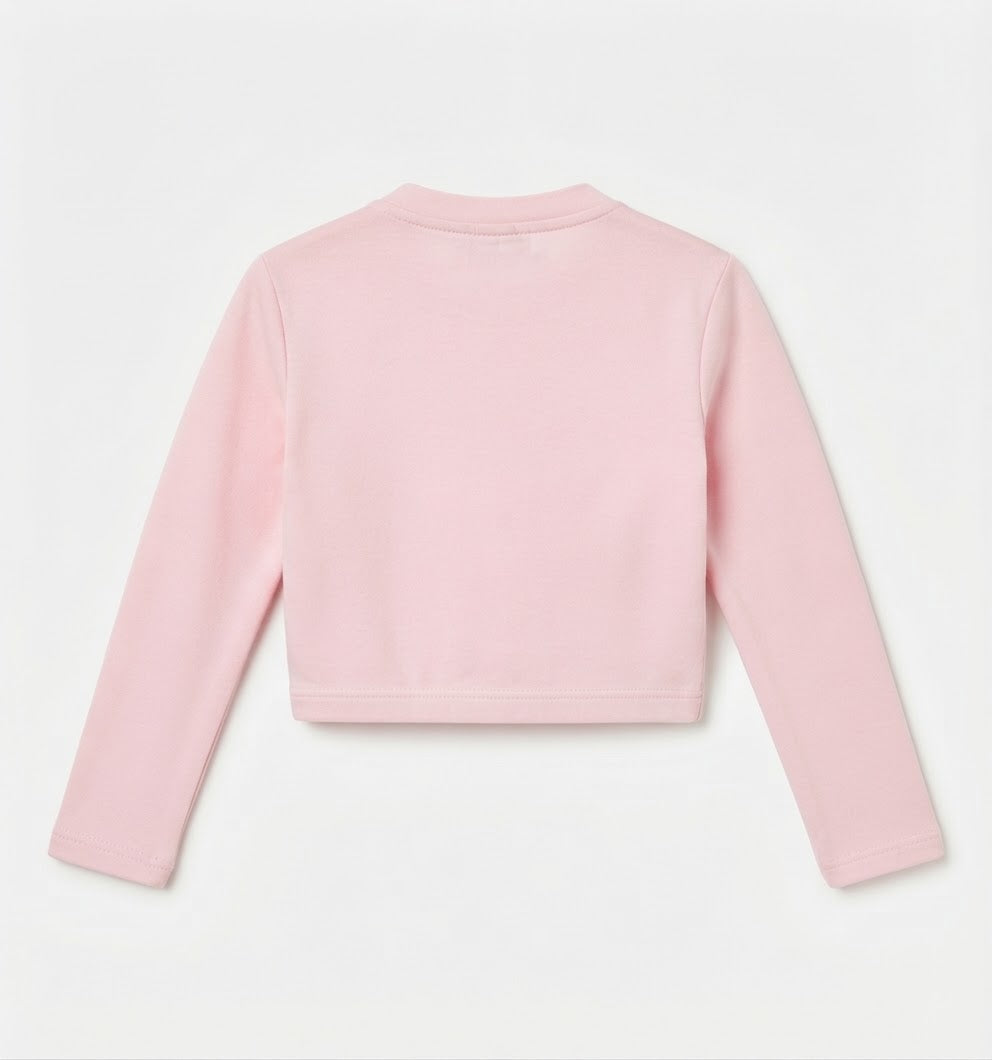 Girl’s Wrap Cotton Fleece Cardigan