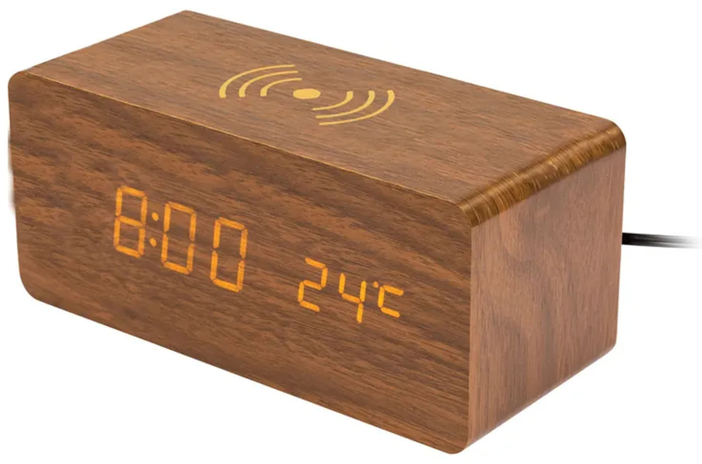 AURIOL® Digital Wooden Alarm Clock with Qi® Charger