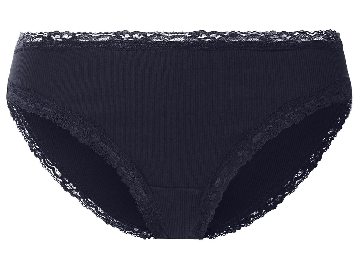 ESMARA Women’s Ribbed Briefs With Lace, 5 pcs (Navy/Grey)