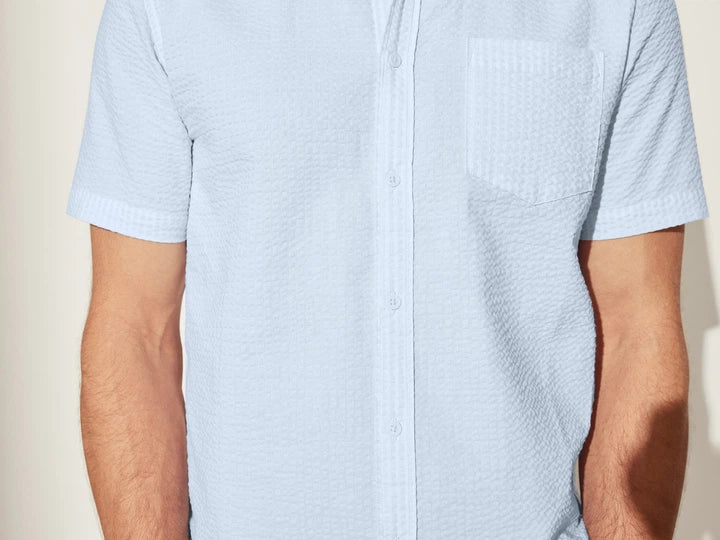 LIVERGY® Men's Casual Shirt, with Slightly Rounded Hem (Light Blue)