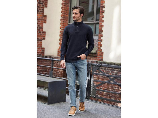 Button-down strip sweater for men livergy