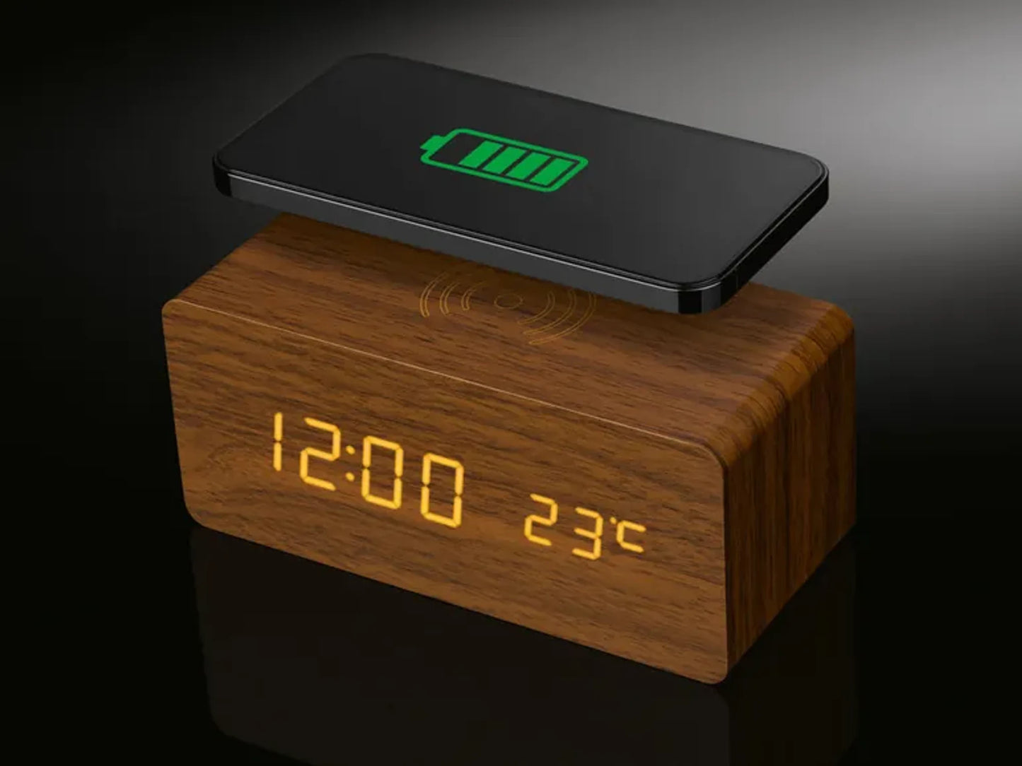 AURIOL® Digital Wooden Alarm Clock with Qi® Charger