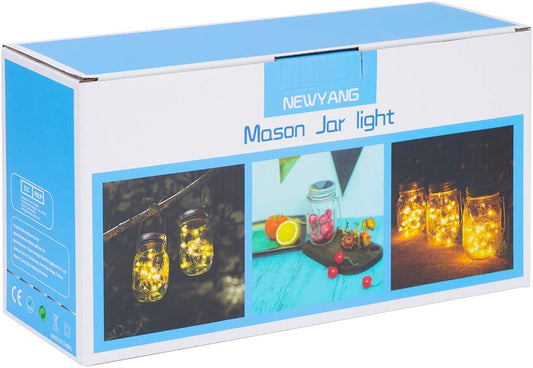 3 Pack Solar Mason Jar Lights,30 LED Water-Proof Outdoor Solar Lanterns