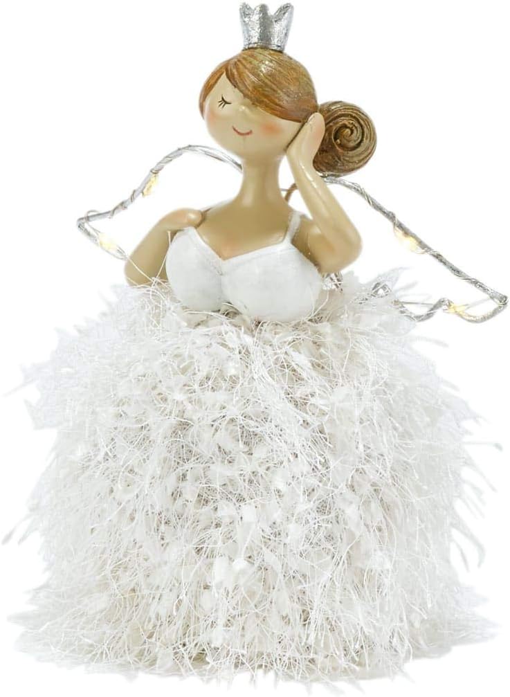 Christmas Decoration - Decorative Figures Angels Set of 2 - Christmas Angel - LED Illuminated - White
