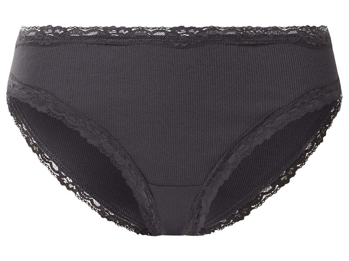 ESMARA Women’s Ribbed Briefs With Lace, 5 pcs (Navy/Grey)