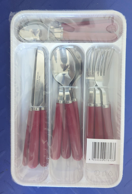 Stainless Steel Cutlery Set, 24-piece (Red)