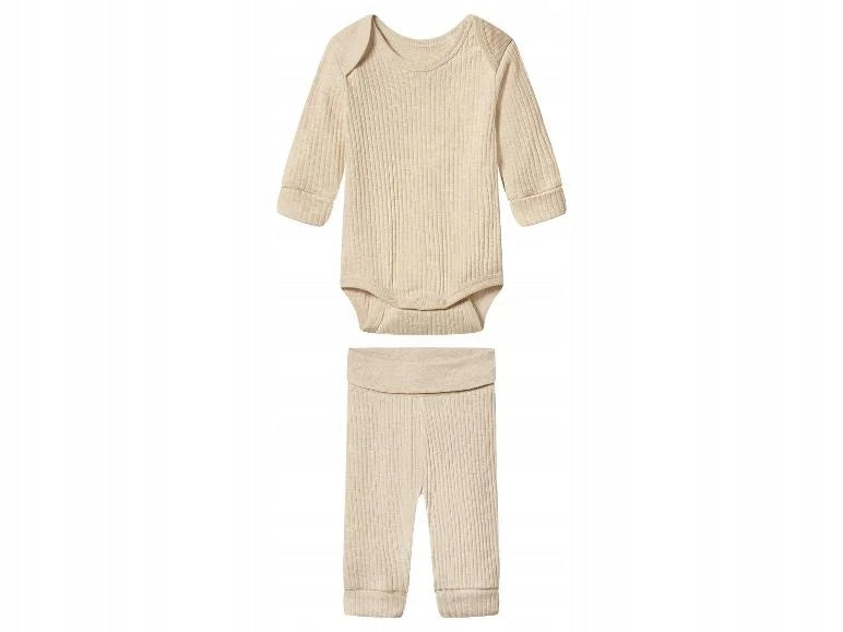 LUPILU Babies’ Ribbed bodysuit/pants Set (Beige)