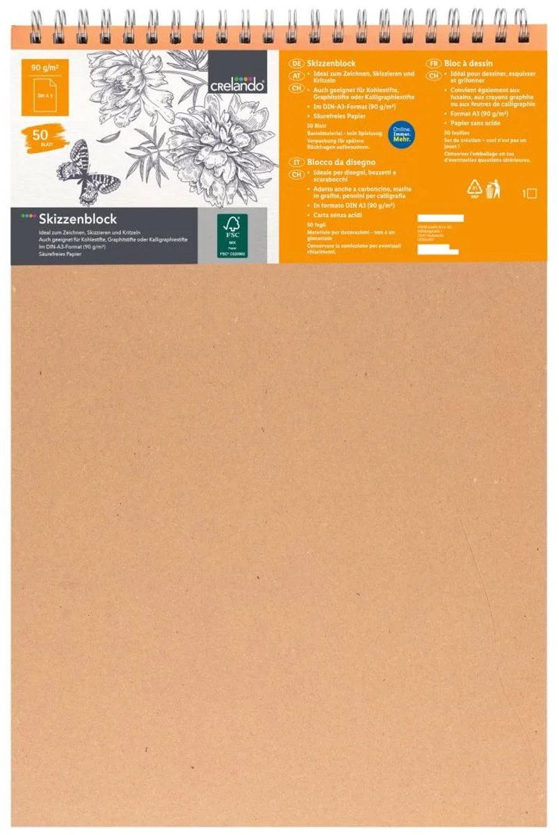 Crelando A3 notepad - 50 sheets - 90 g/m² - acid-free paper
