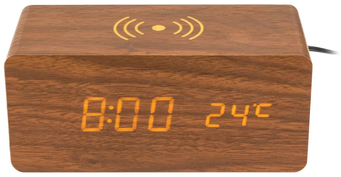 AURIOL® Digital Wooden Alarm Clock with Qi® Charger