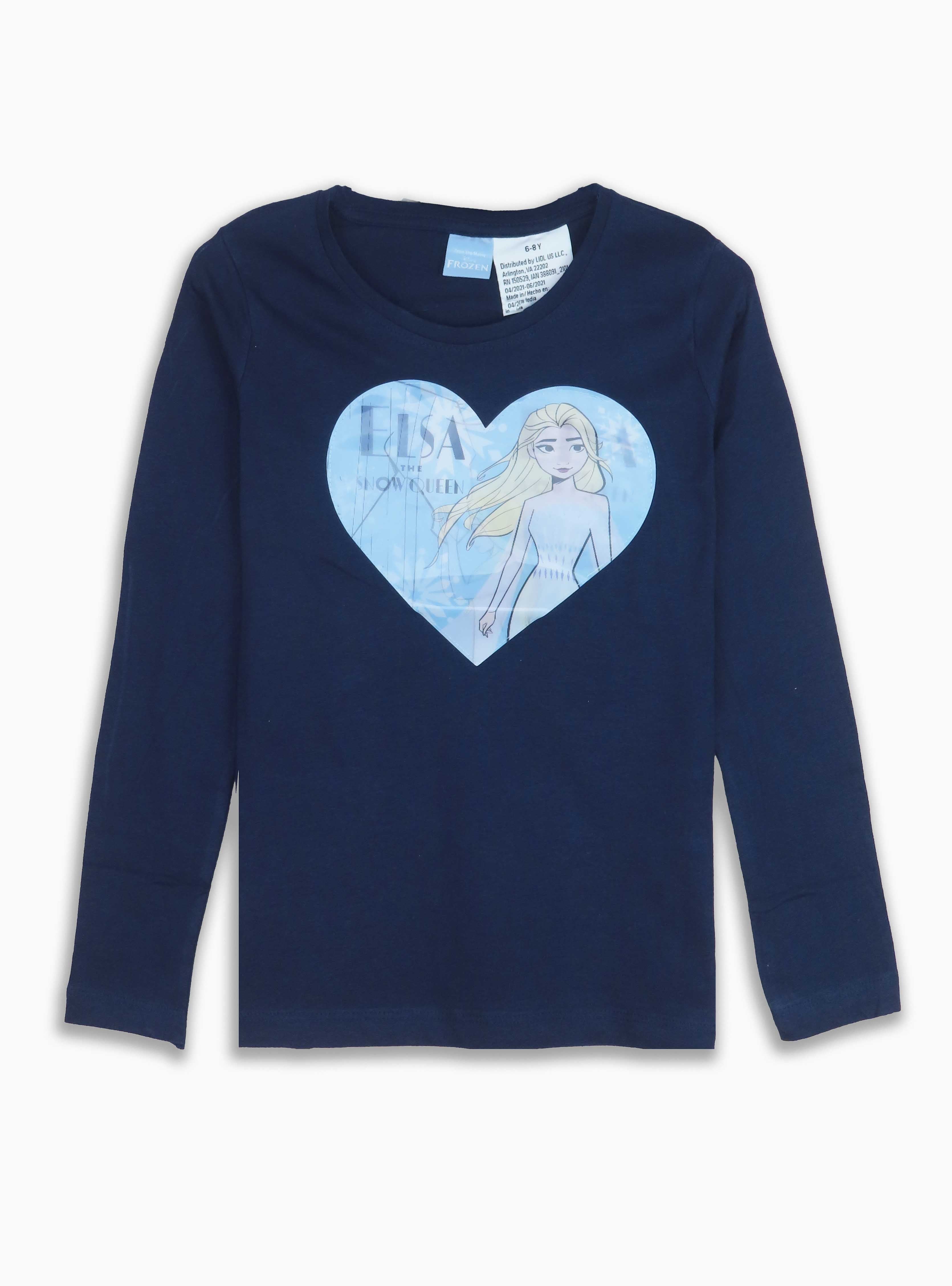 Frozen Girls Longsleeve Applique T-Shirt ( Navy)