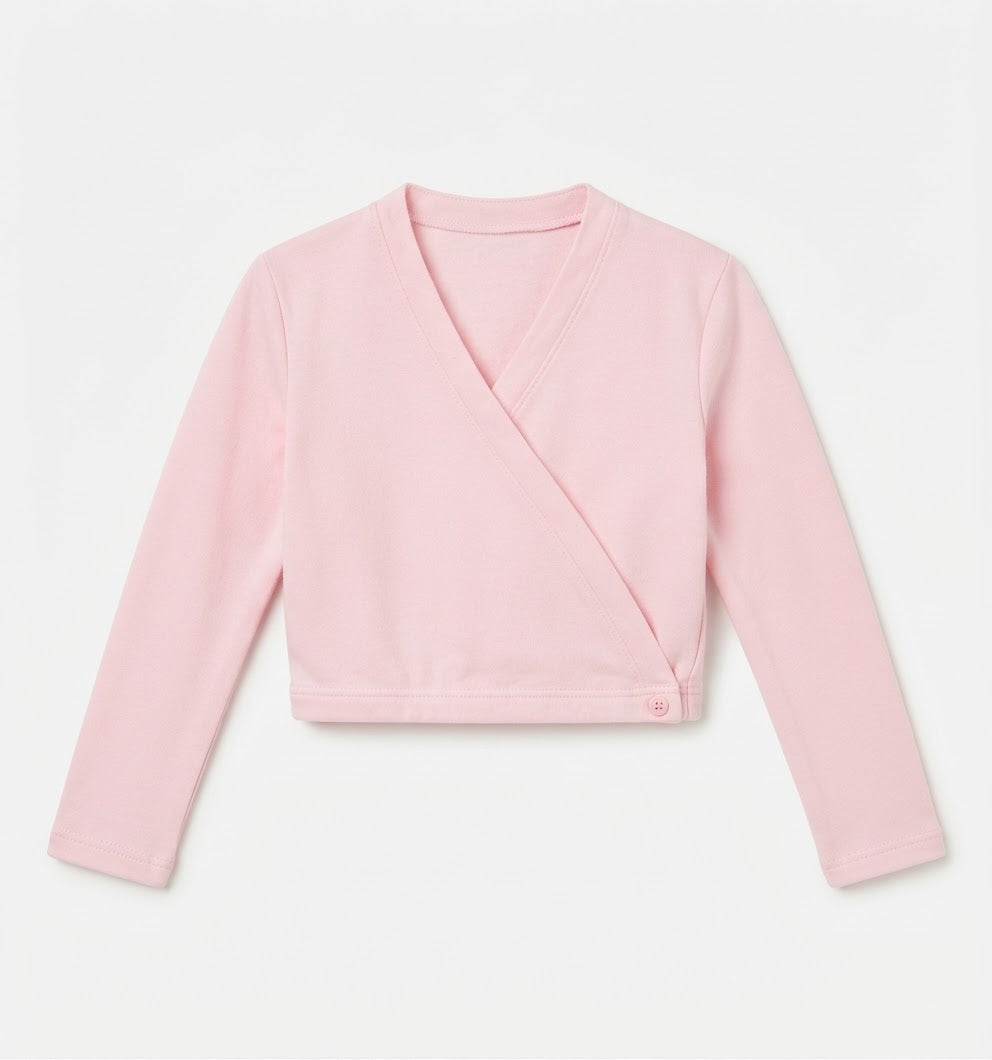 Girl’s Wrap Cotton Fleece Cardigan