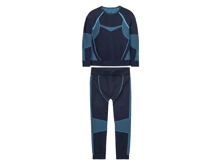 KUNIBOO Kids’ Seamless Base Layer Set (Navy/blue)