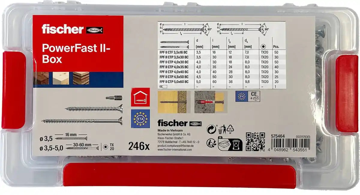 FISCHER Wood Screw Box »PowerFast II«, 246 pieces