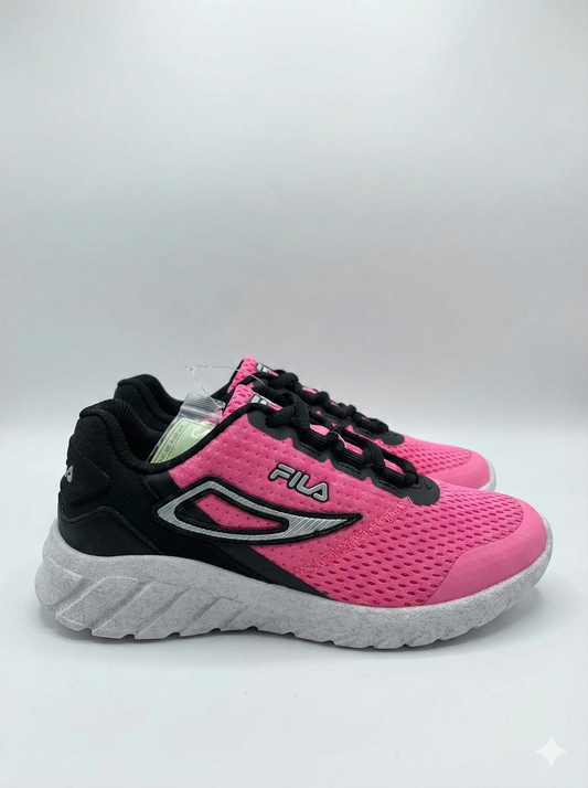 Fila Girl's Pink & Black Mesh Athletic Sneakers