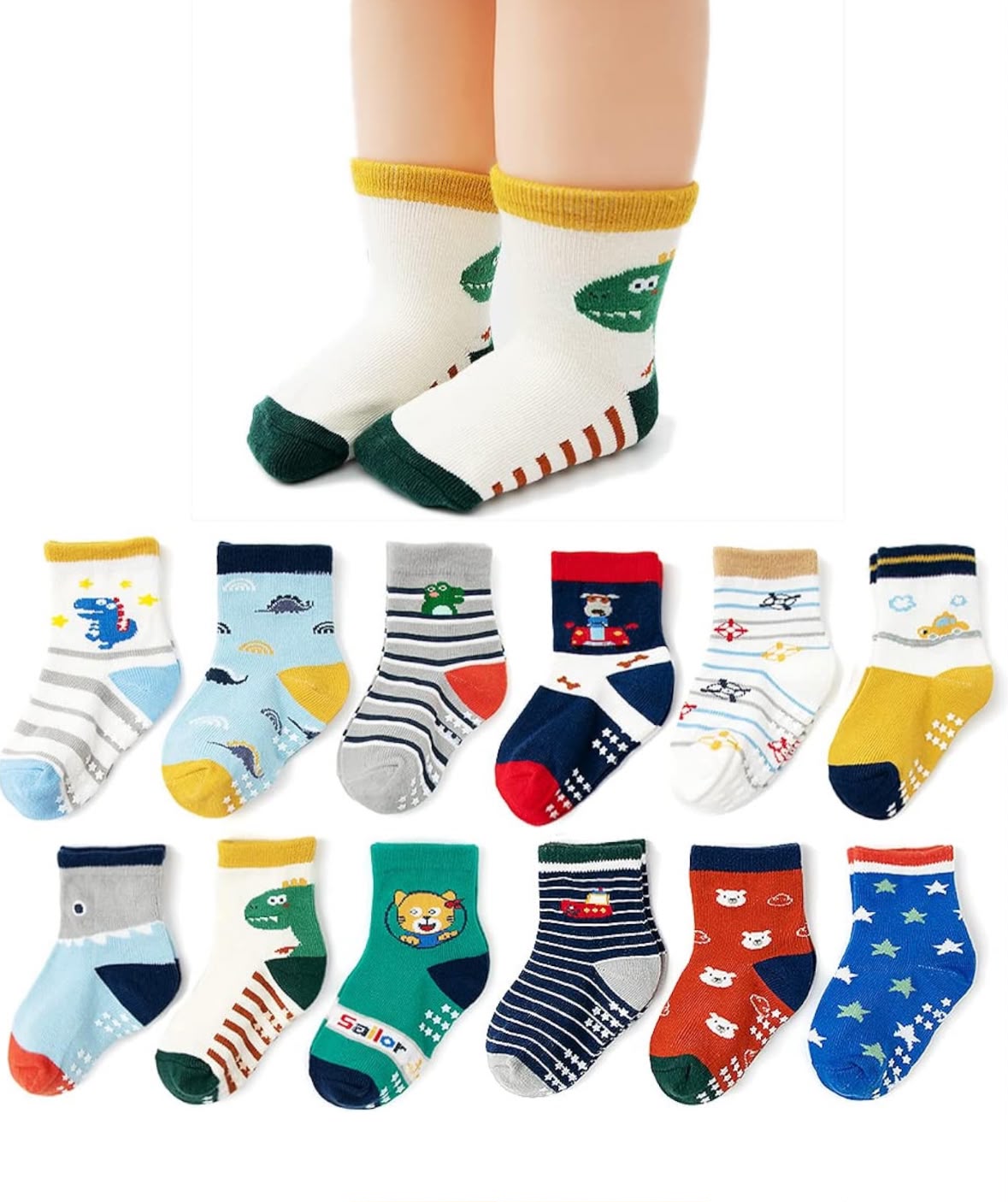 Baby Boys’ non-slip socks , 12 pairs