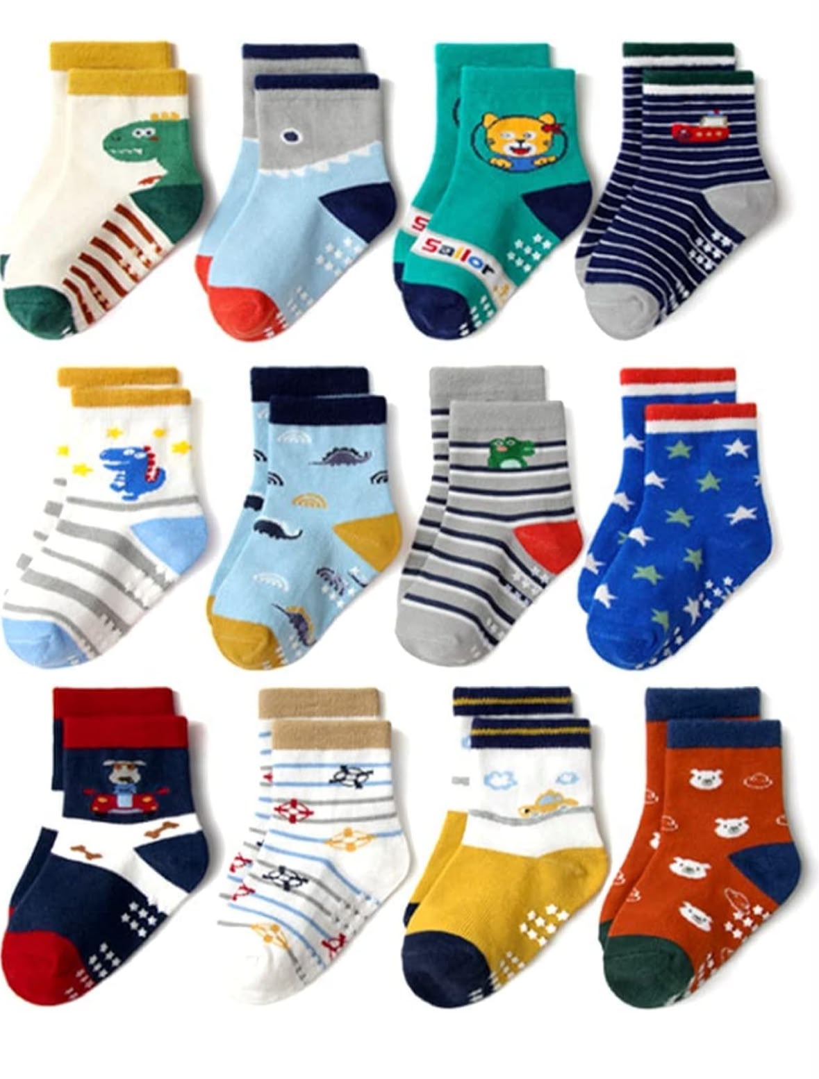 Baby Boys’ non-slip socks , 12 pairs