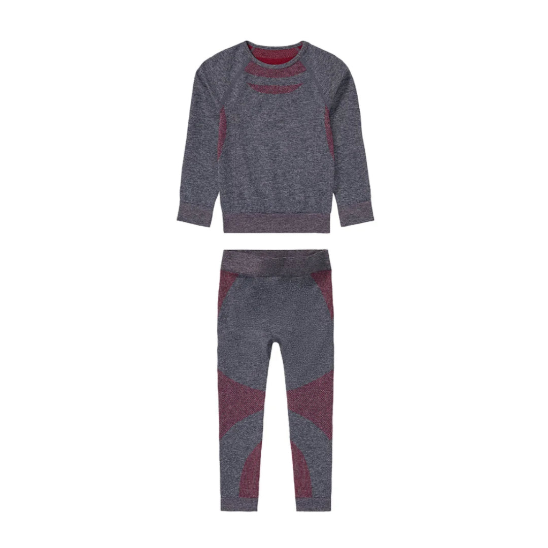 KUNIBOO Kids’ Seamless Base Layer Set, 2 pcs (red/grey)
