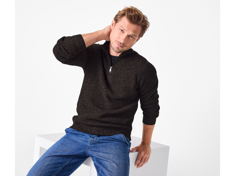 Men’s Half-Zip Jumper (Dark Brown) - Esmara men