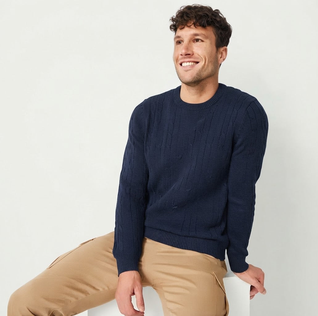 LIVERGY Men’s Chunky Knitted Sweater (Navy)