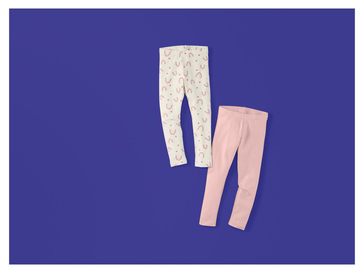 LUPILU Girls’ Cotton Leggings, 2 pcs (Pink/Rainbow)