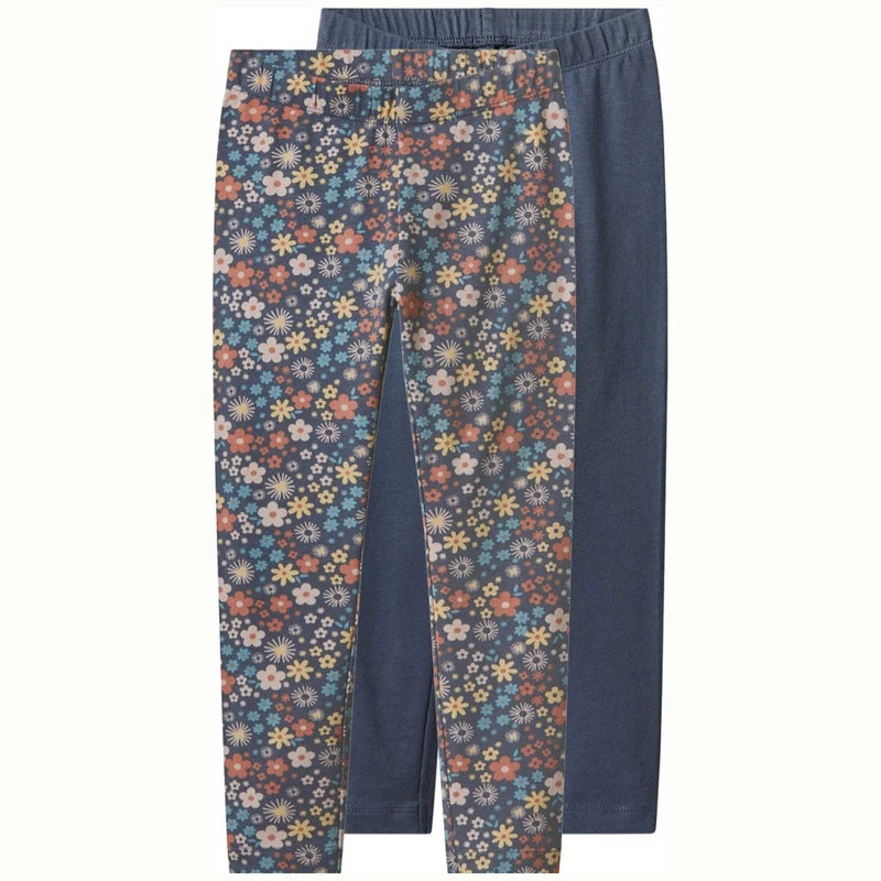 LUPILU Girls’ Cotton Leggings, 2 pca (Blue/floral)