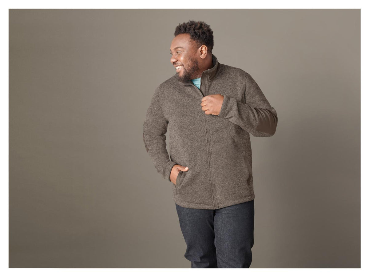 LIVERGY Men’s Fleece Knit Jacket (brown)