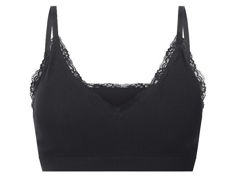 ESMARA Women’s Ribbed Bra with Lace (Black)