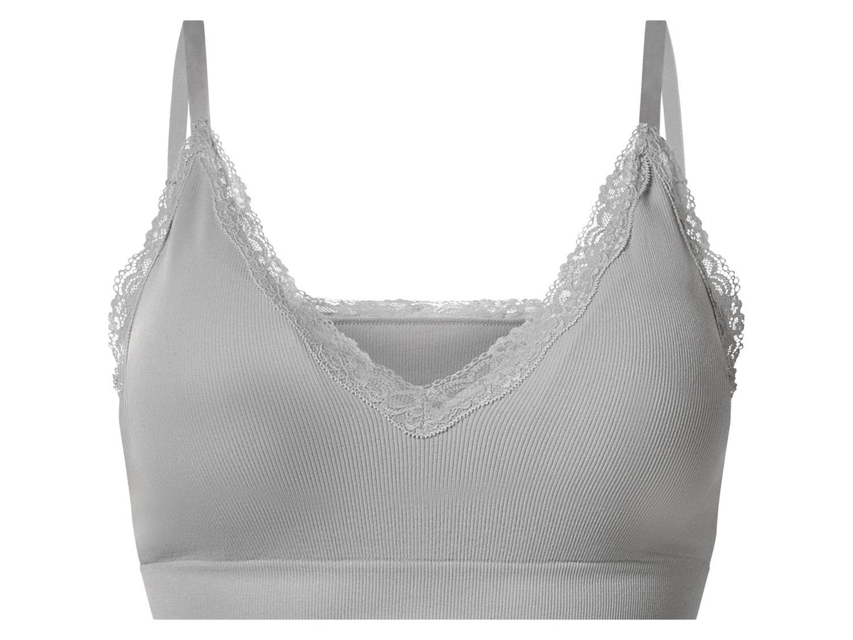 ESMARA Women’s Ribbed Bra with Lace (grey)
