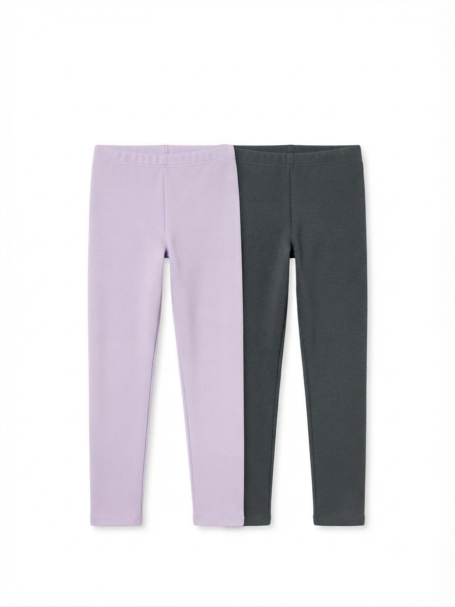 L&D Girls’ Cotton Fleece Leggings, 2 pcs