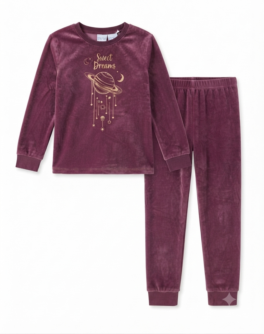 L&D Girls’ Velour Pajama Set, 2 pcs