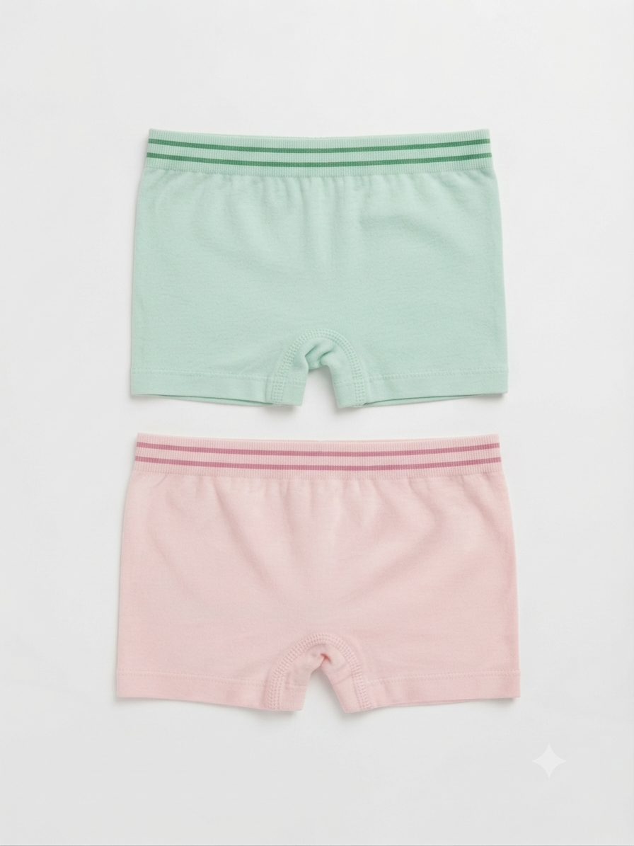 Girls’ Seamless Boxers, 2 pcs (pink/green)