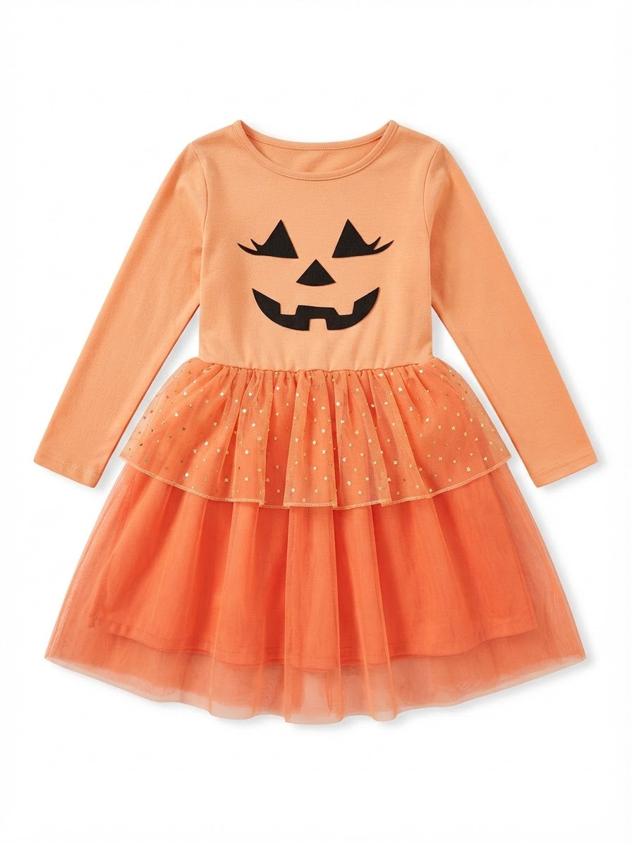 L&D Girls’ Halloween Longsleeved Dress With Tulle