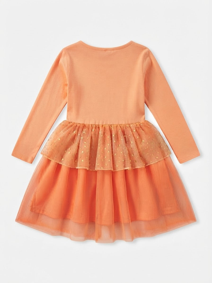 L&D Girls’ Halloween Longsleeved Dress With Tulle