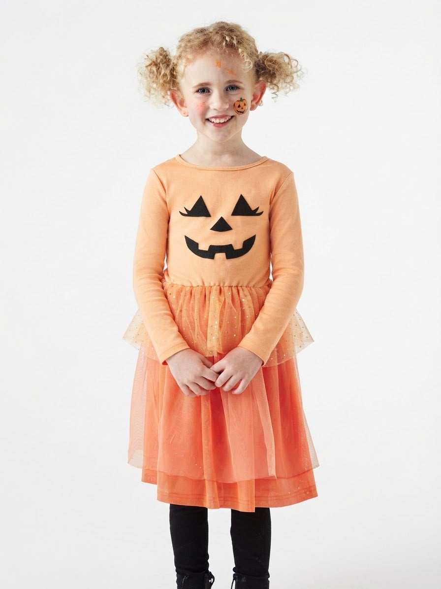 L&D Girls’ Halloween Longsleeved Dress With Tulle