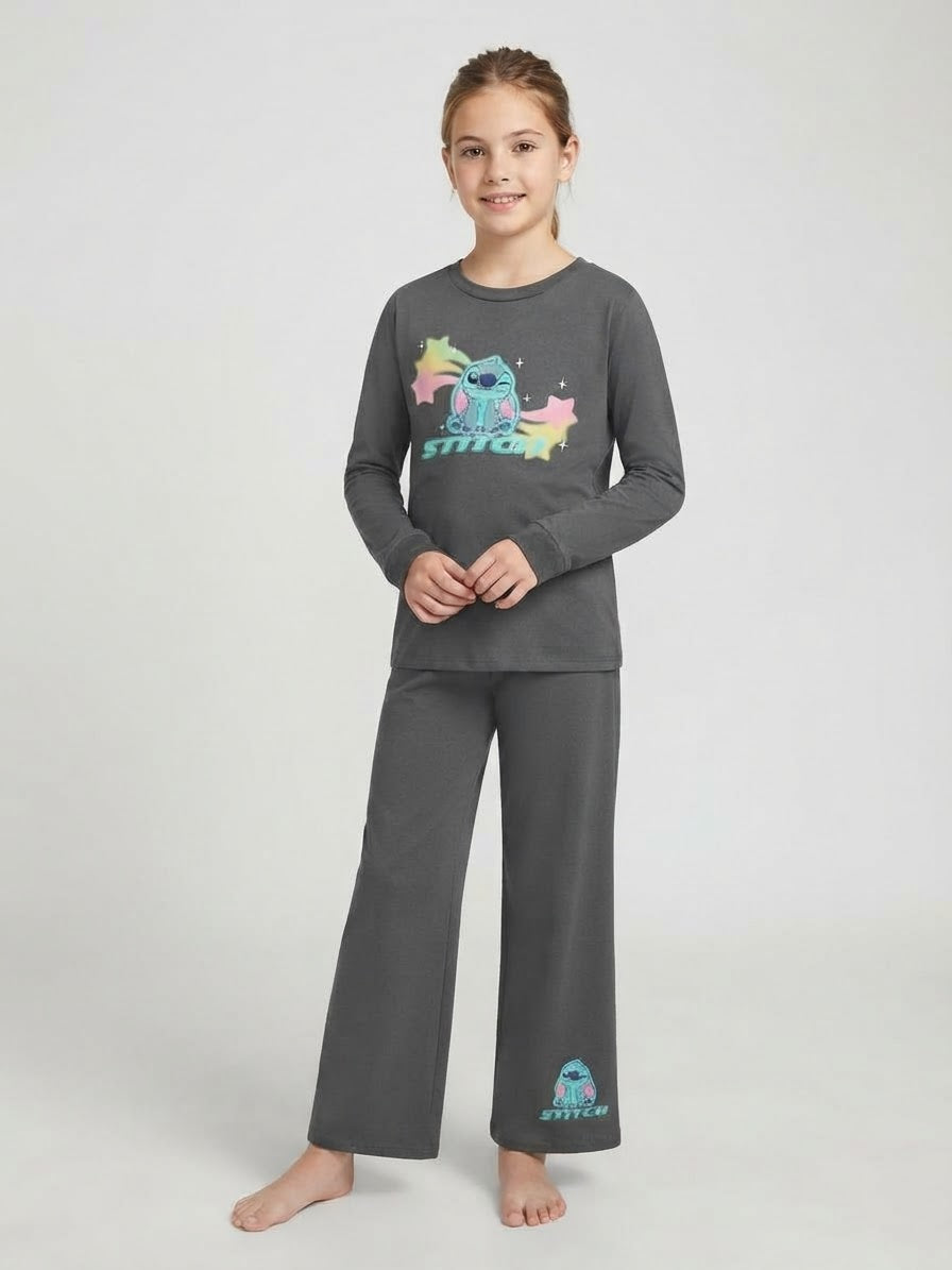 Girls’ Long Cotton Pajama Set, 2 pcs - Stitch