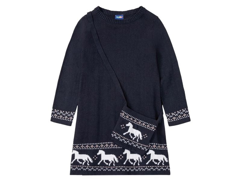 LUPILU Girls’ Knit Cotton Dress With Handbag