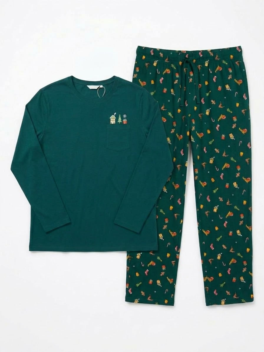 UP2Fashion Men’s Long Cotton Pajamas - Christmas
