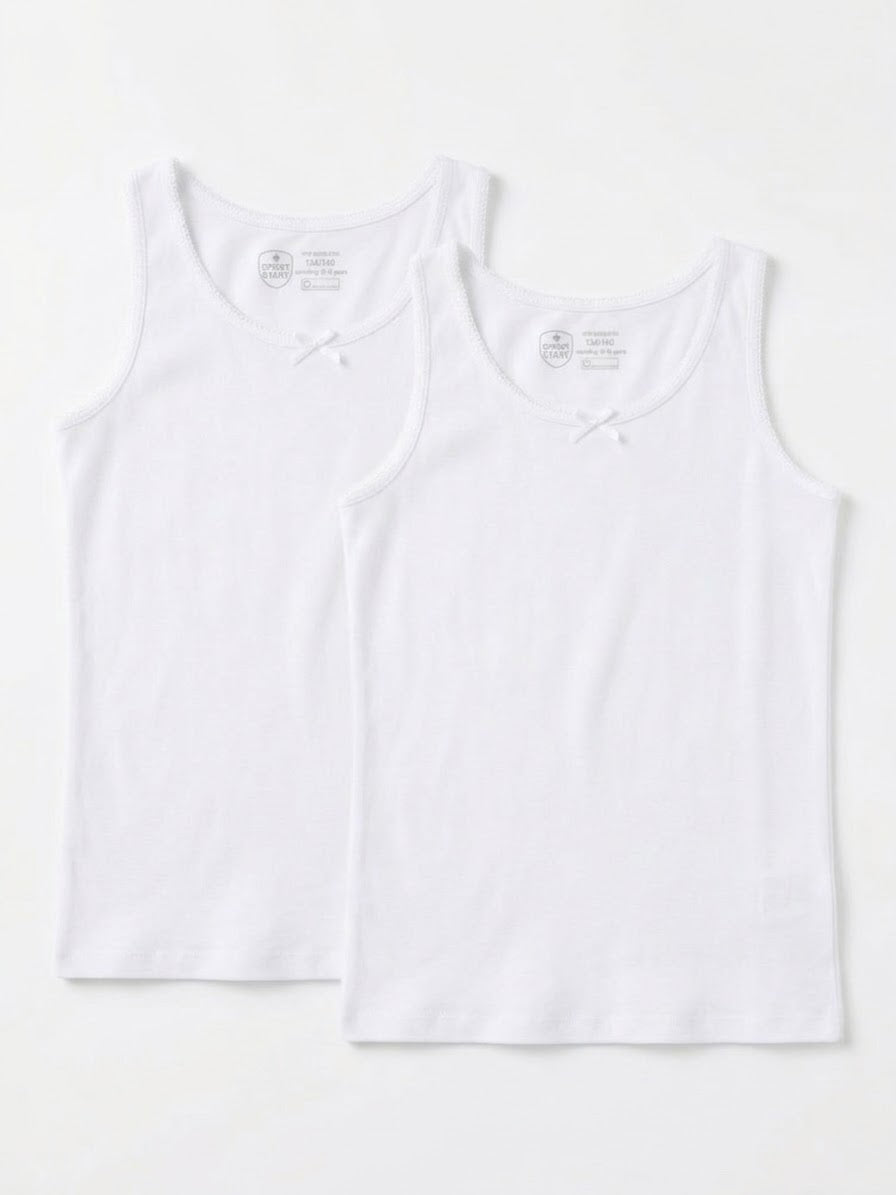 SMART START Girls’ Cotton Undershirts , 2 pcs