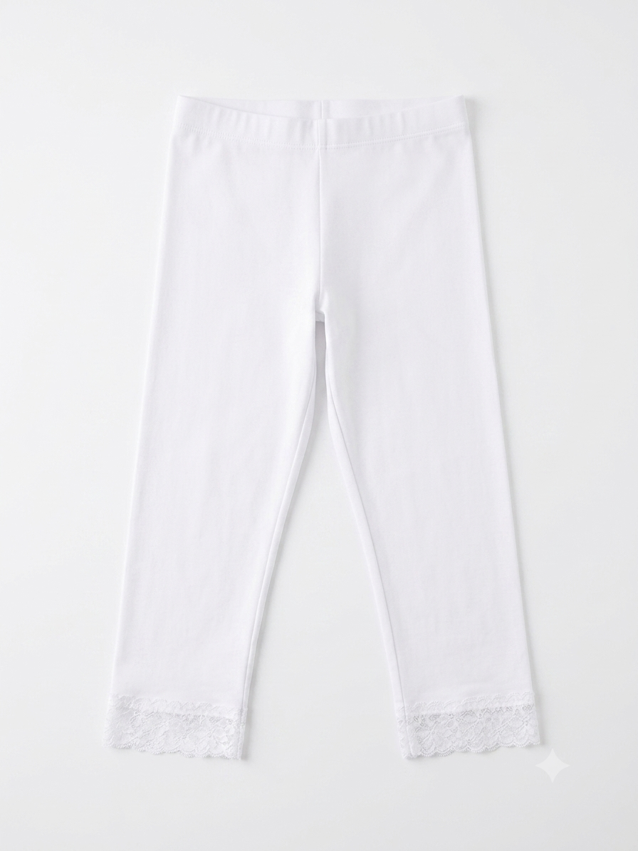 ESMARA Women’s Capri leggings with lace (white)
