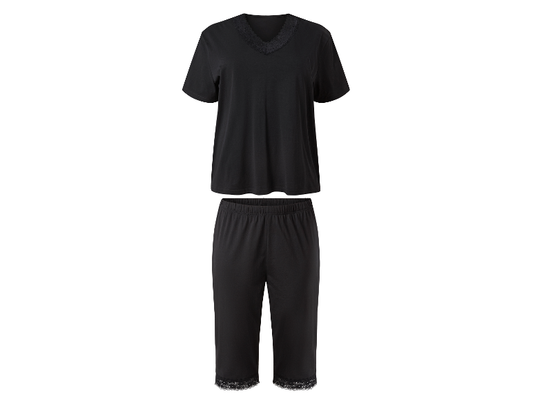 ESMARA Women’s Viscose PJ with lace (Black)