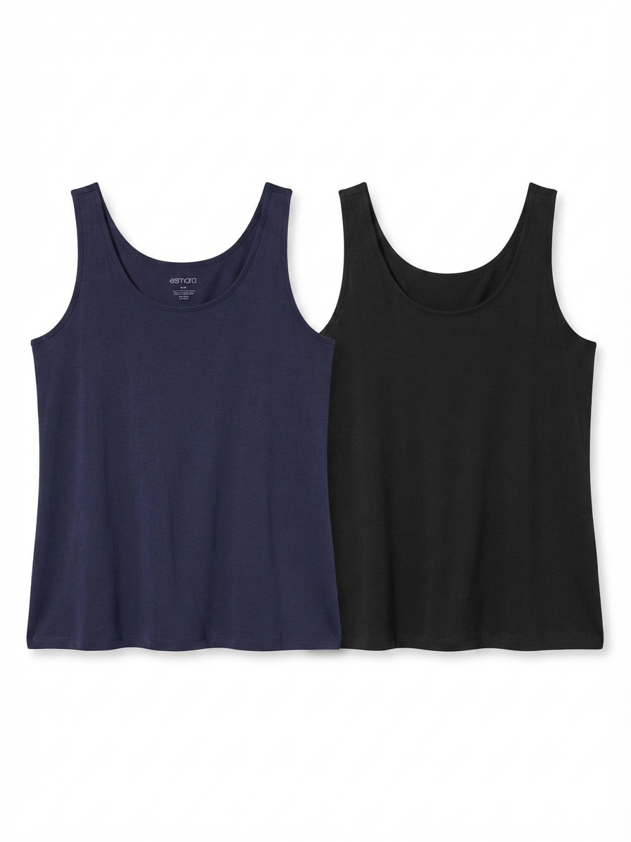 ESMARA Women’s viscose Tank tops , 2 pcs ( navy & black)