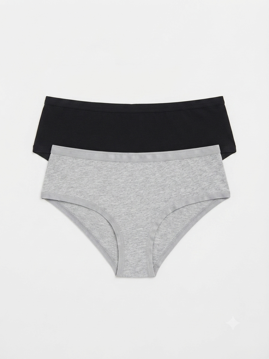 ESMARA Women’s Cotton briefs , 2 pcs (Black & grey)
