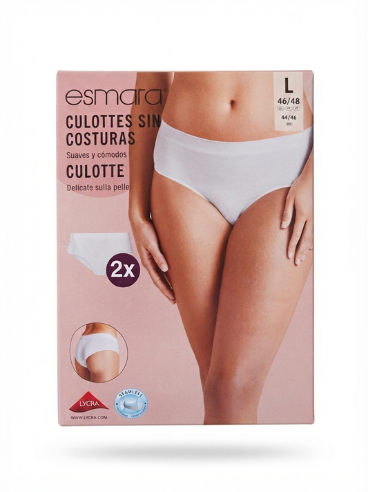 ESMARA Women’s Seamless ribbed briefs, 2 pcs ( white)