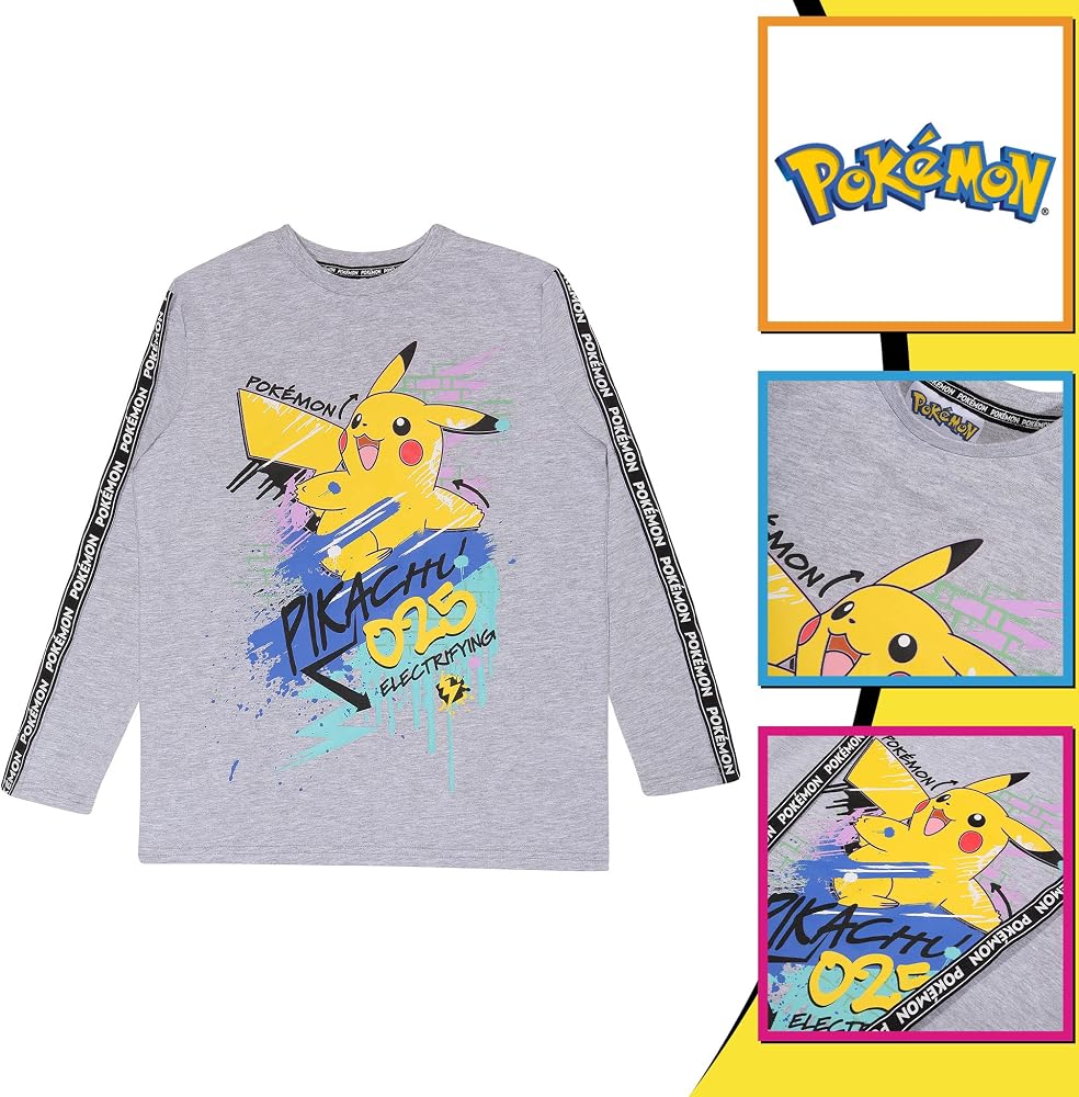 POKÉMON PIKACHU Unisex Longsleeve T-Shirt (Grey)