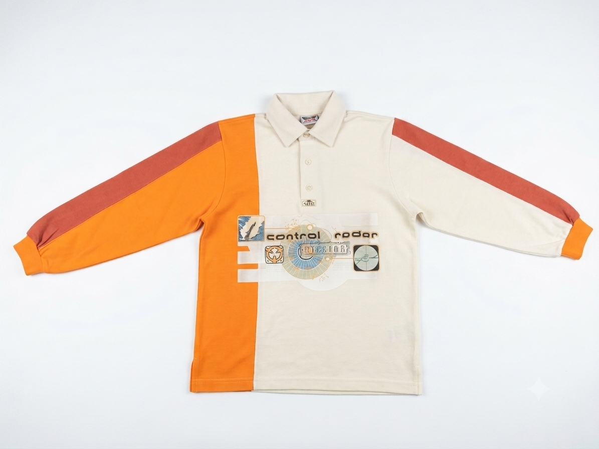 Retro-Themed Longsleeve Polo T-Shirt For Boys