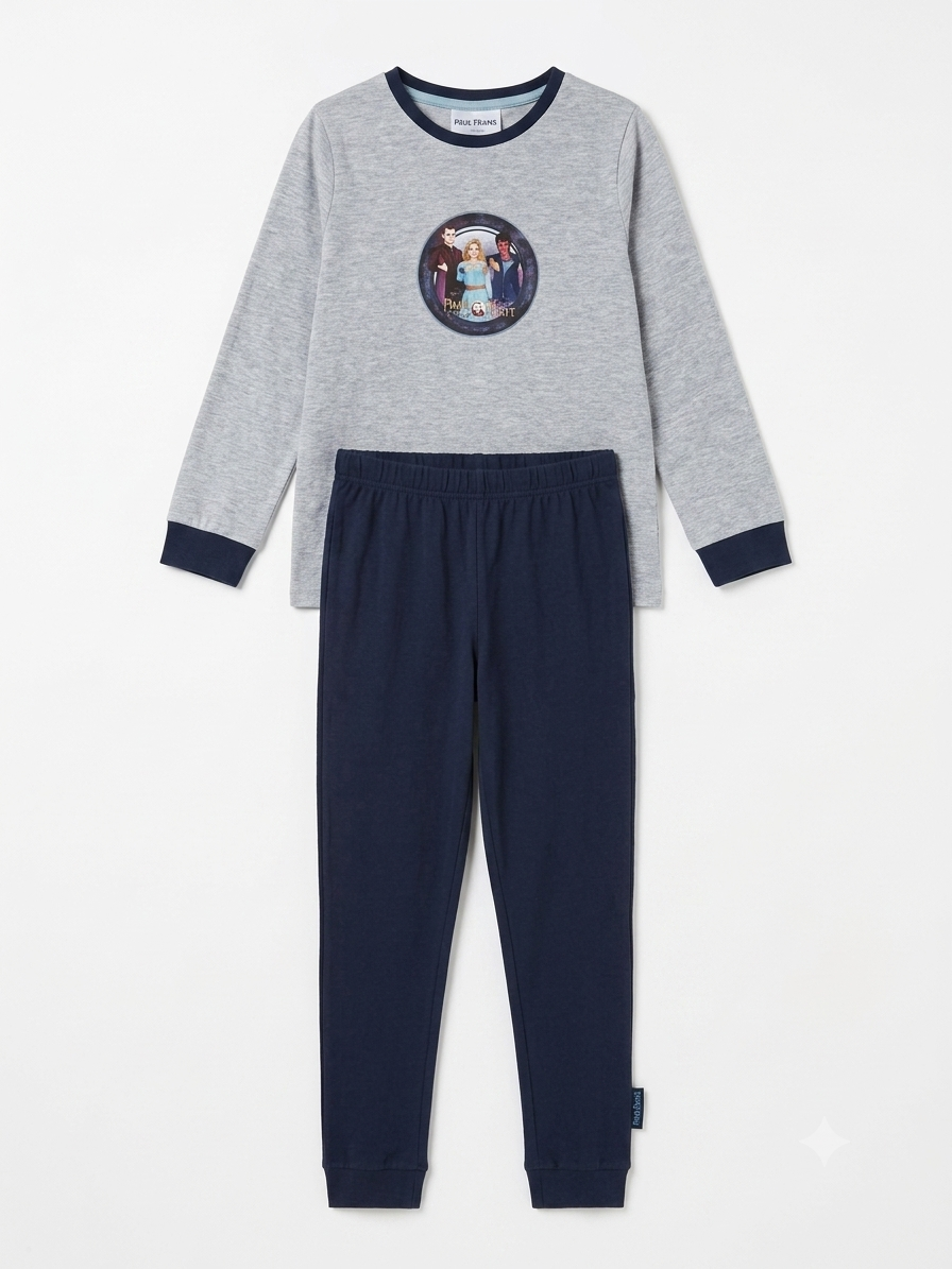 NACHT WACHT Boys Long Pajama Set ( grey/navy)